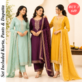 Pack Of 3 Beautiful Cotton Kurta Set with Dupatta (BCK-6)