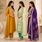 3 Women's Printed Ethnic Kurta Set With Dupatta ( KS-8 )