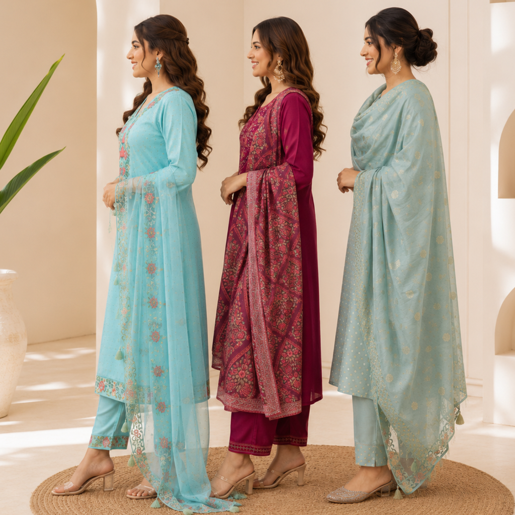 3 Ethnic Kurta With Dupatta ( K3 )