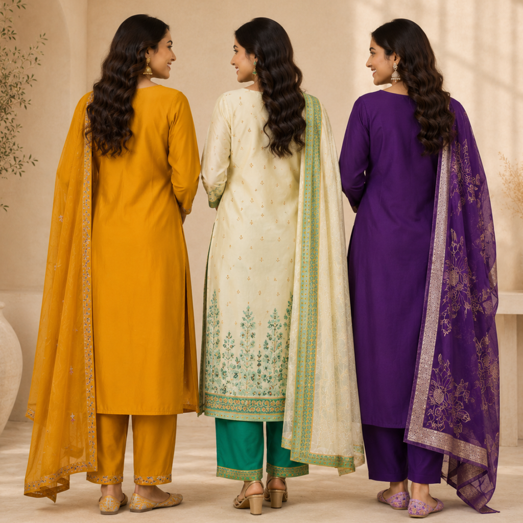 3 Women's Printed Ethnic Kurta Set With Dupatta ( KS-8 )