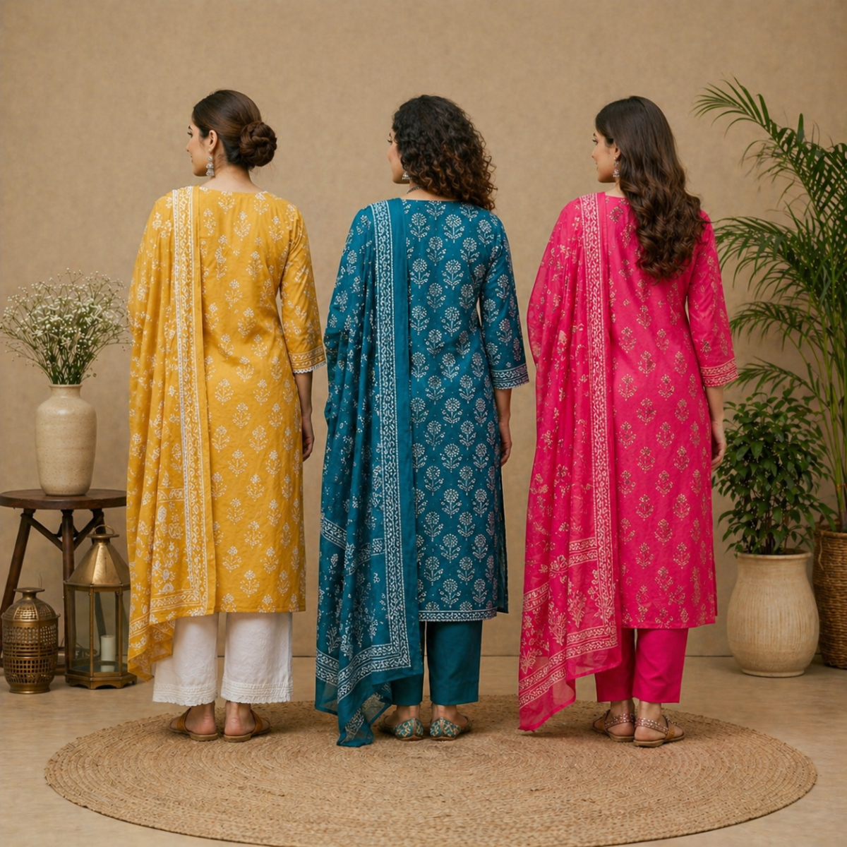 3 Cotton Kurta Set with Dupatta (CK-03)