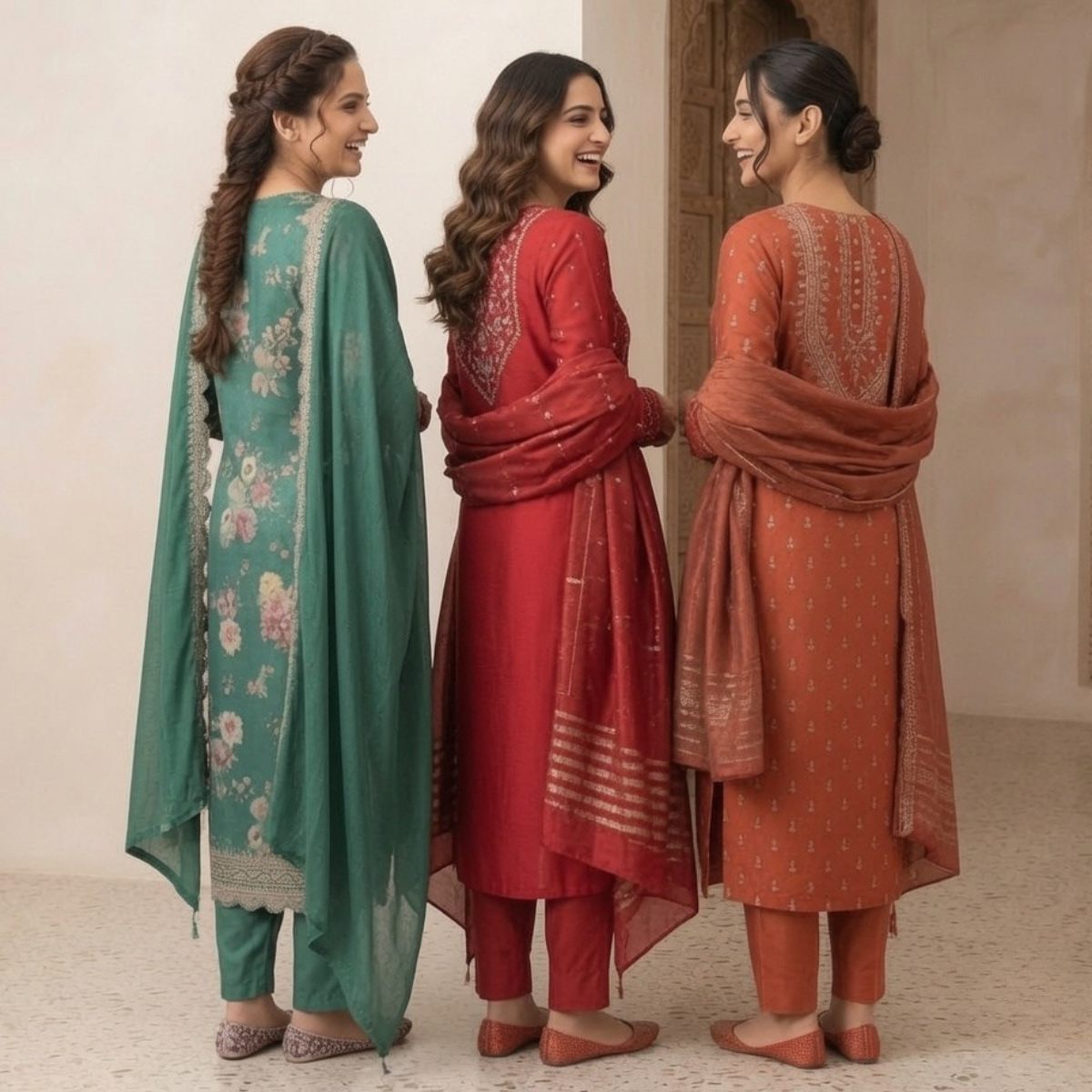 3 Comfort Fit Kurta Set with Dupatta ( C4 )