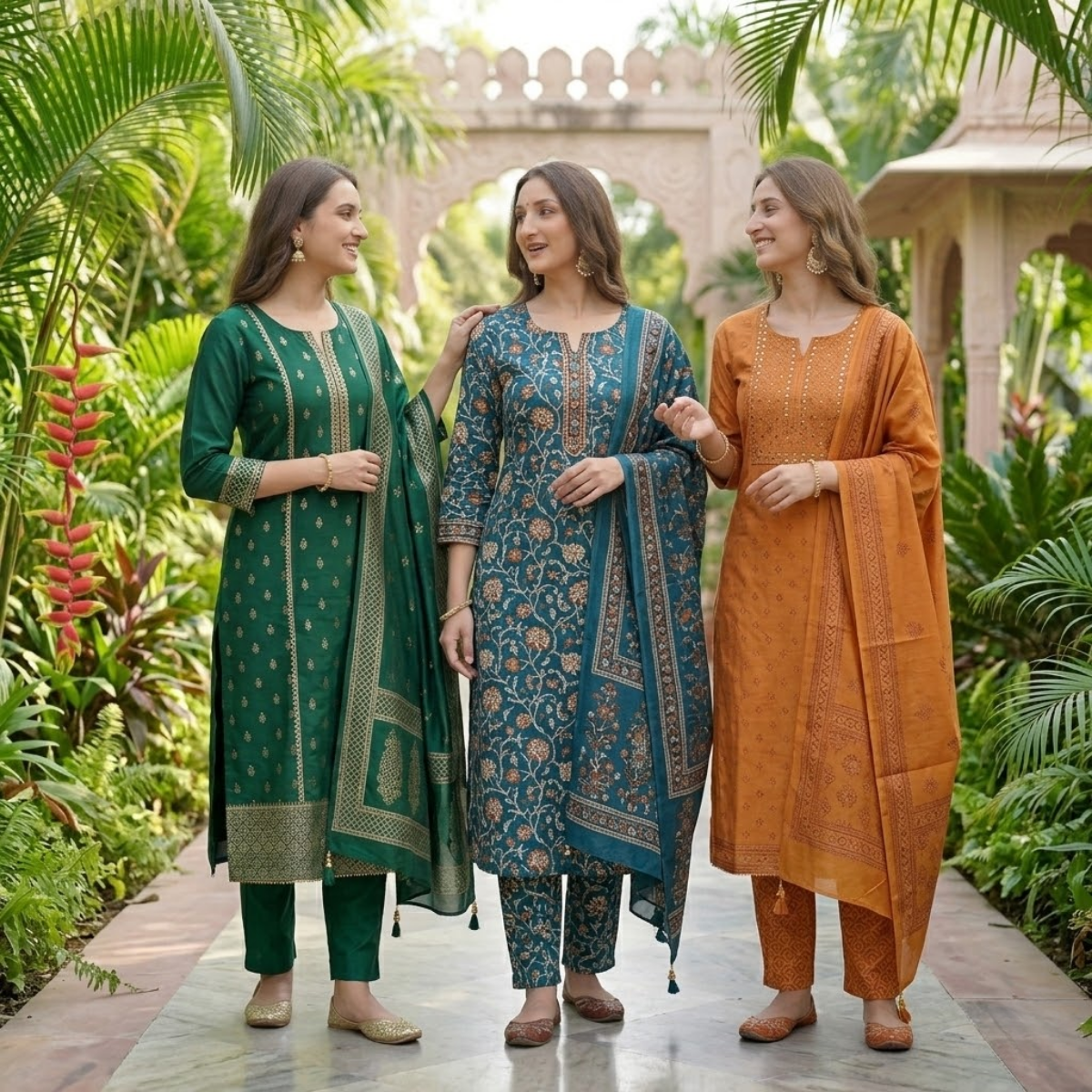 3 Printed kurta, matching pants, and a coordinated dupatta (P3K-4)