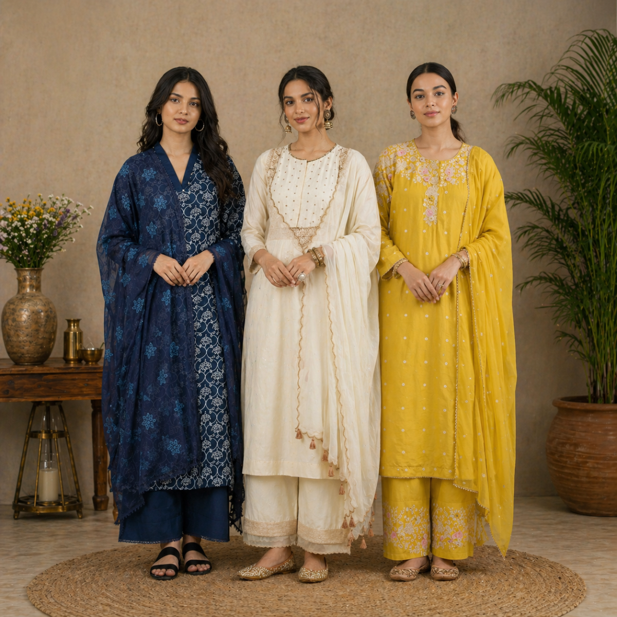 3 Cotton Kurta Set with Dupatta (CK-04)