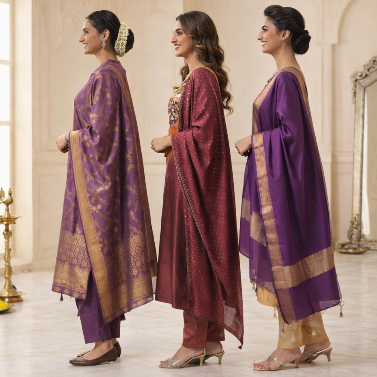 3 Comfort Fit Kurta Set with Dupatta ( C5 )