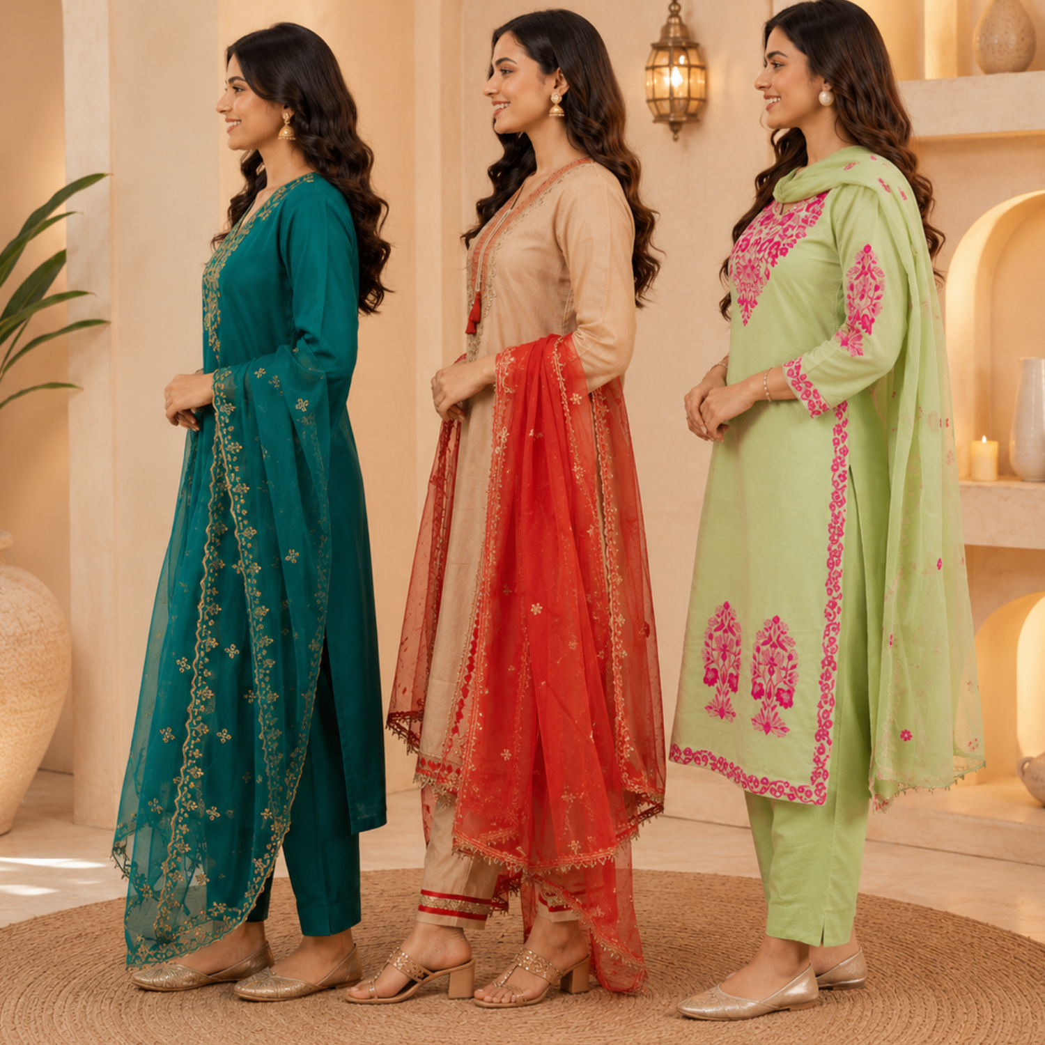 3 Ethnic Kurta With Dupatta ( K4 )