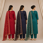 Pack Of 3 Elegant Cotton Kurta Set for Women with Dupatta (KBK-4)