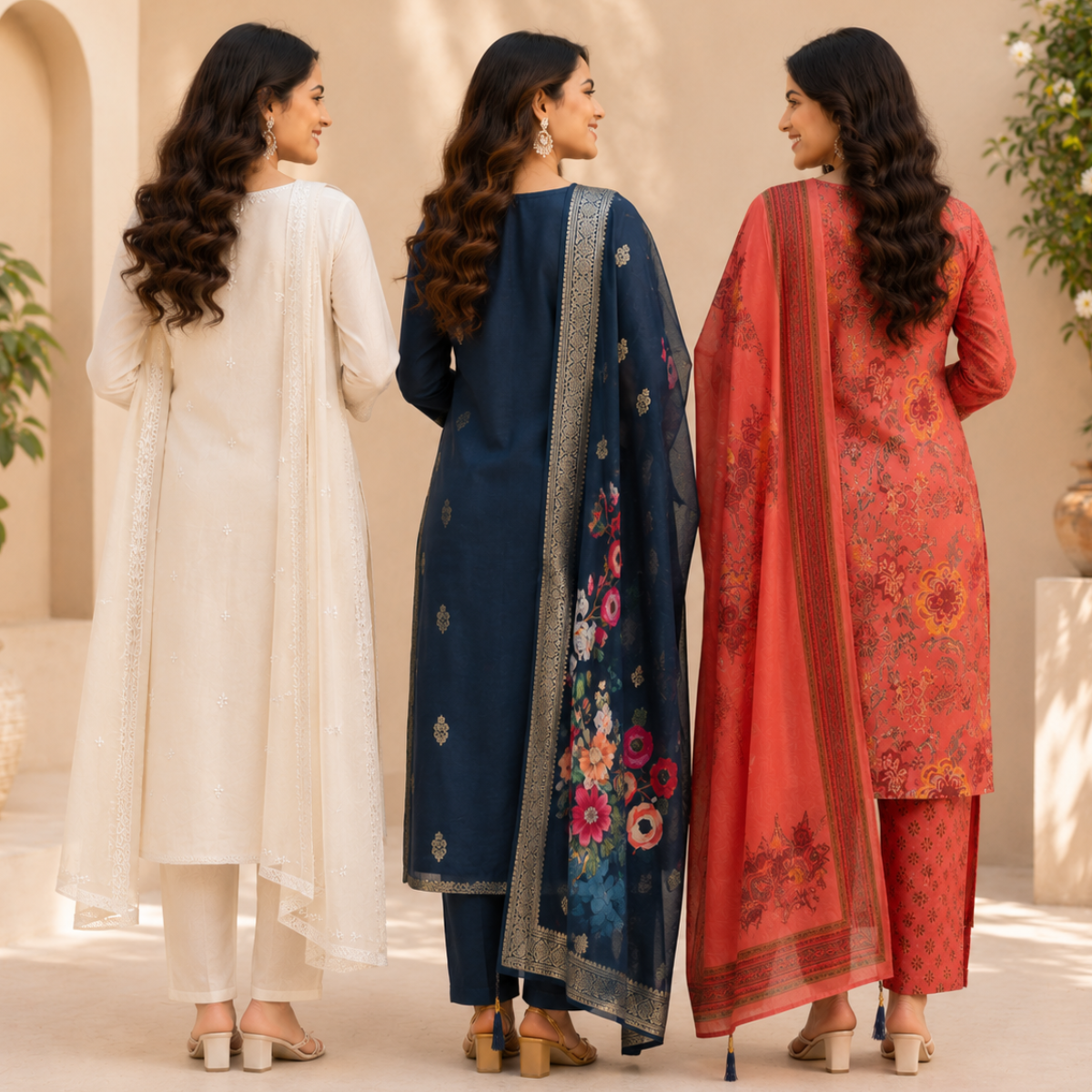 3 Women's Printed Ethnic Kurta Set With Dupatta ( KS-7 )