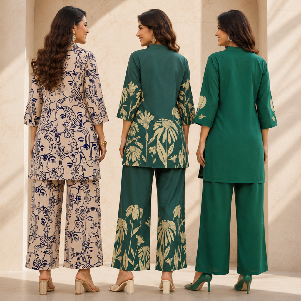 3 Women's Printed Co-Ord Set ( C5 )