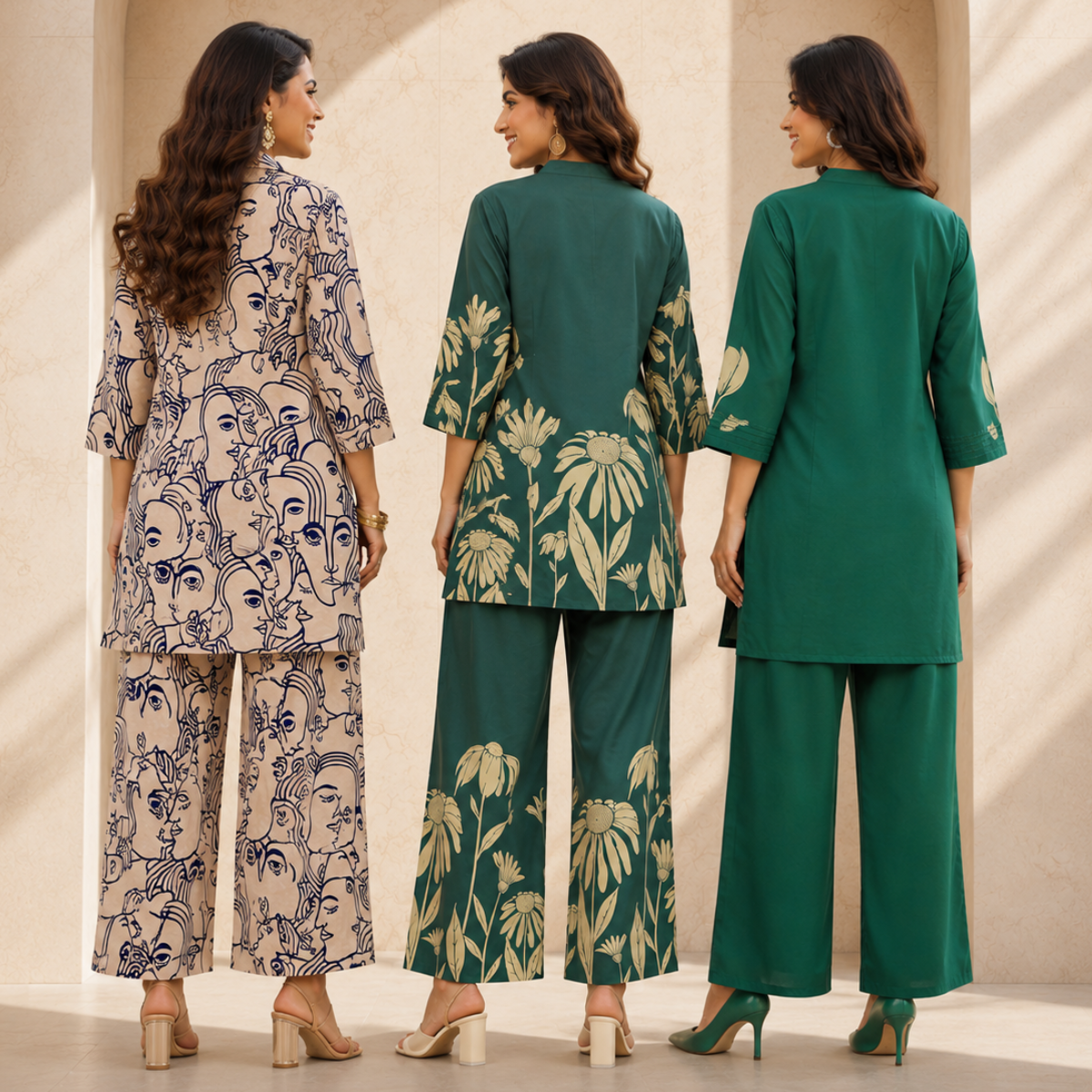3 Women's Printed Co-Ord Set ( C5 )