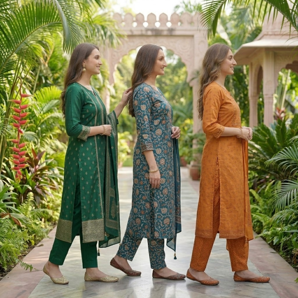3 Printed kurta, matching pants, and a coordinated dupatta (P3K-4)