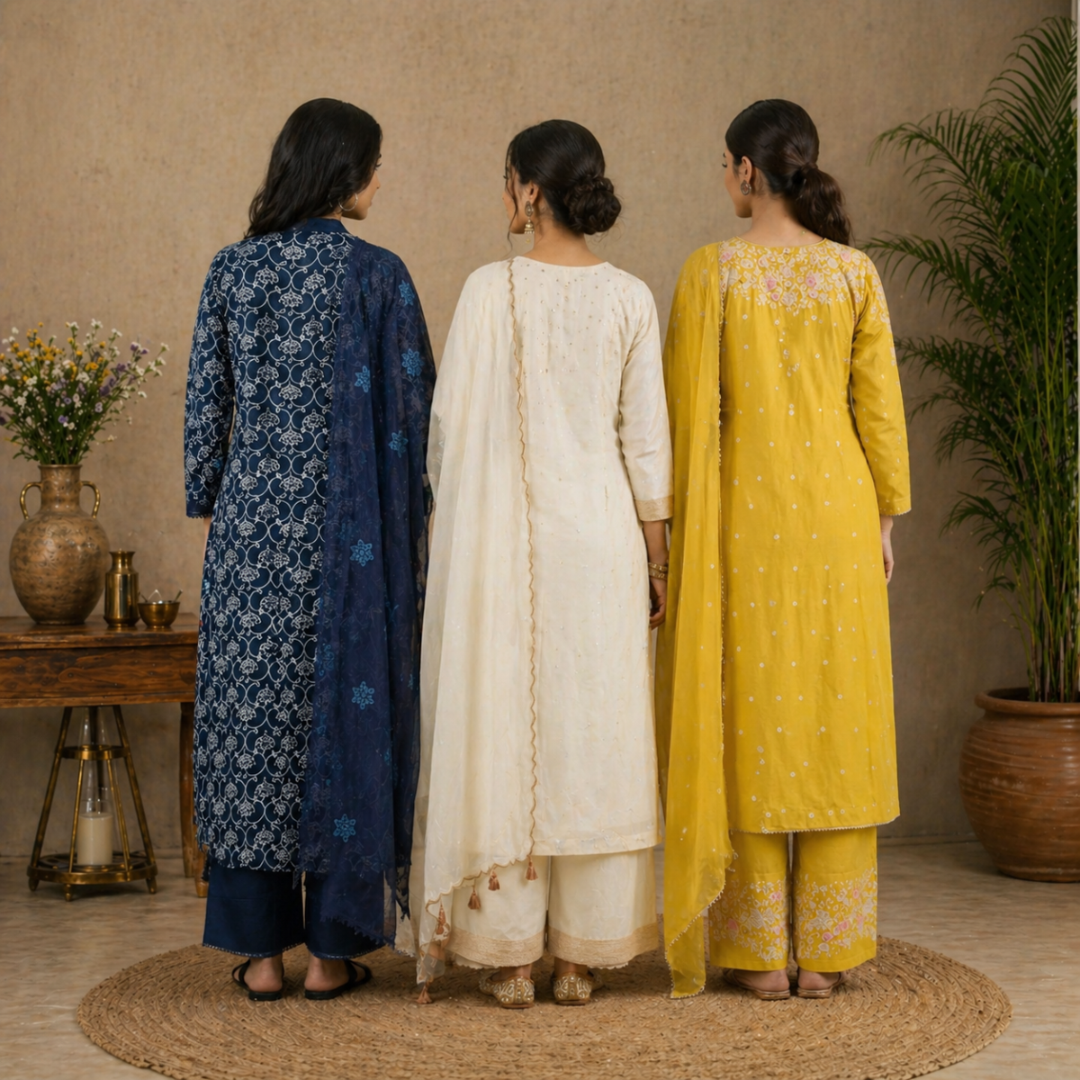 3 Cotton Kurta Set with Dupatta (CK-04)