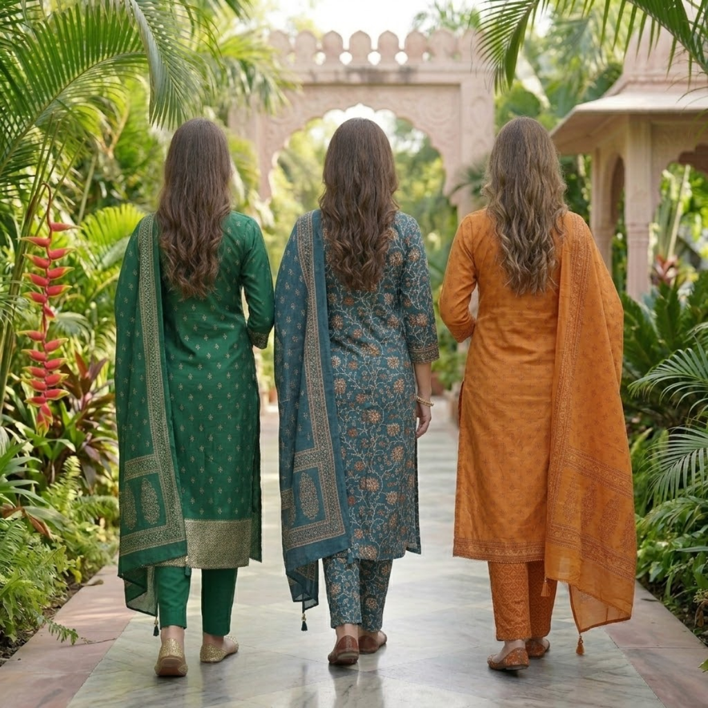 3 Printed kurta, matching pants, and a coordinated dupatta (P3K-4)