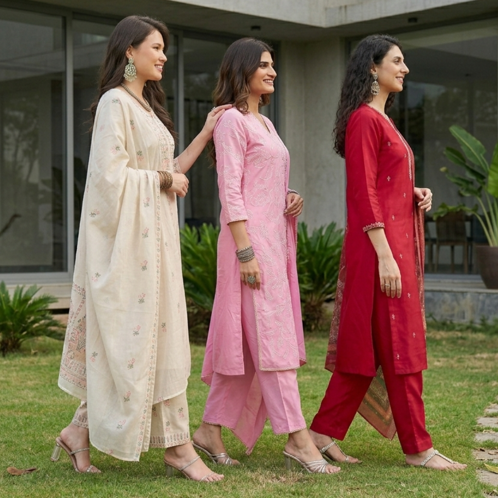3 Kurta Pants & Dupatta Set  (E-06)