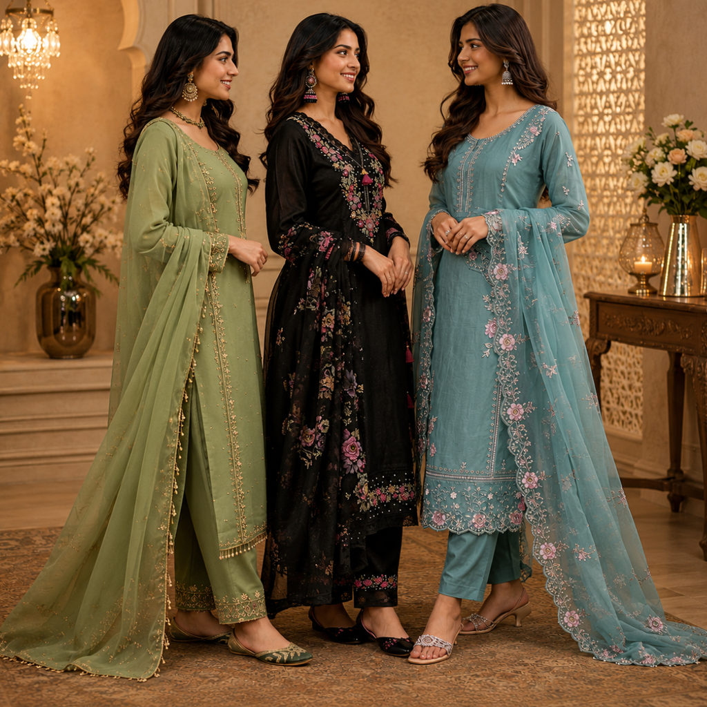 3 Kurta Set With Dupatta - Perfect For Every Occasion ( D-6 )