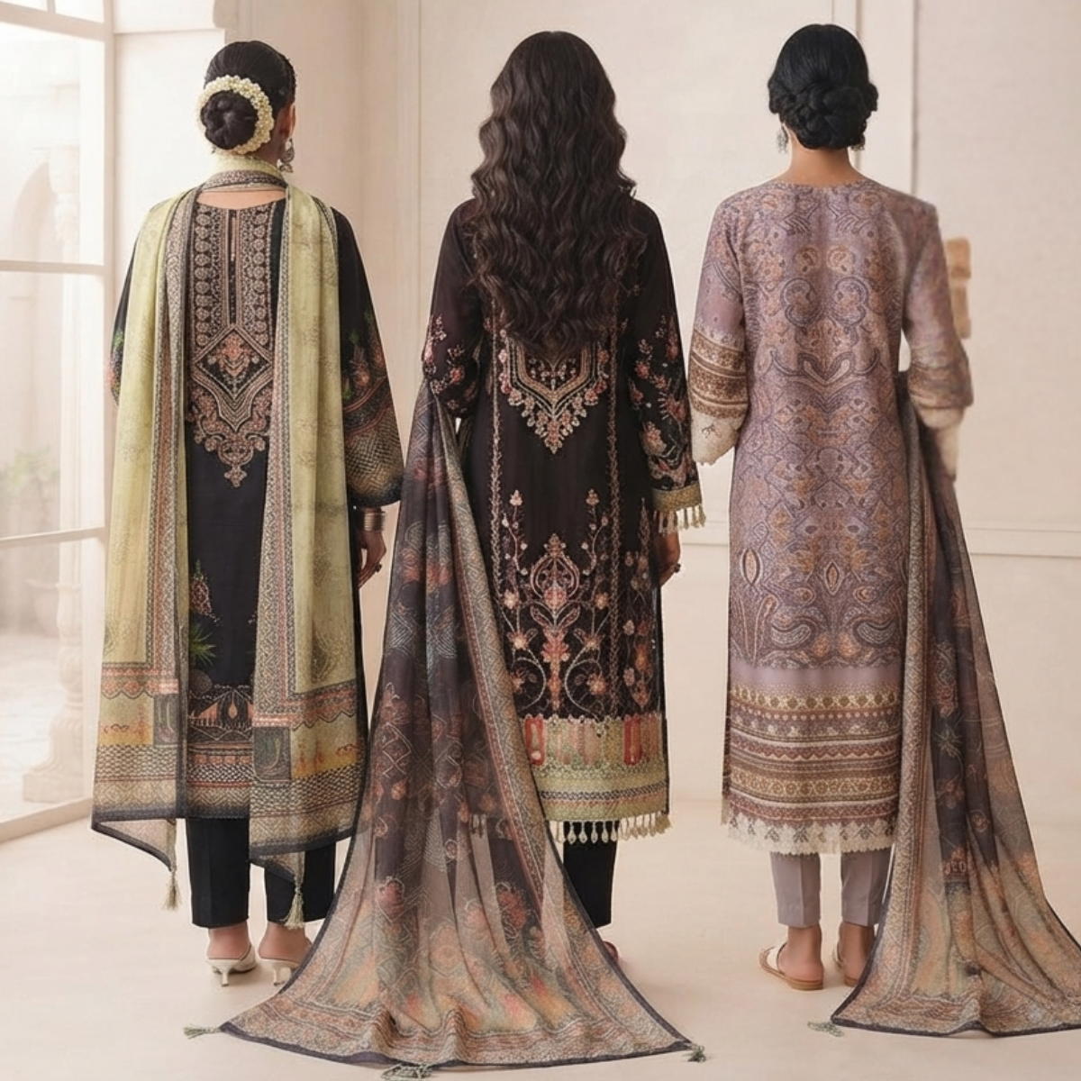 3 Comfort Fit Kurta Set with Dupatta ( C6 )
