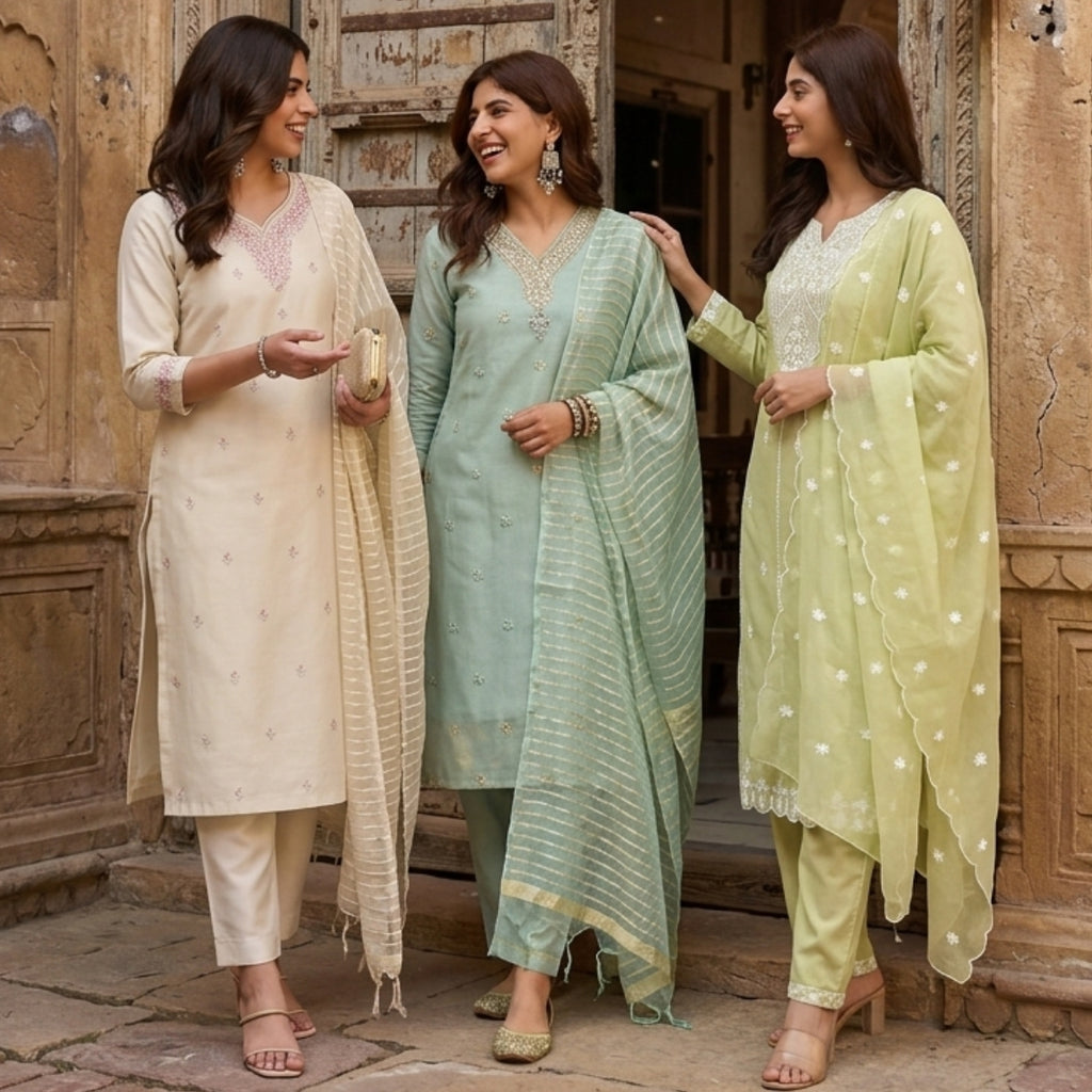 3 Kurta Pants & Dupatta Set (E-05)
