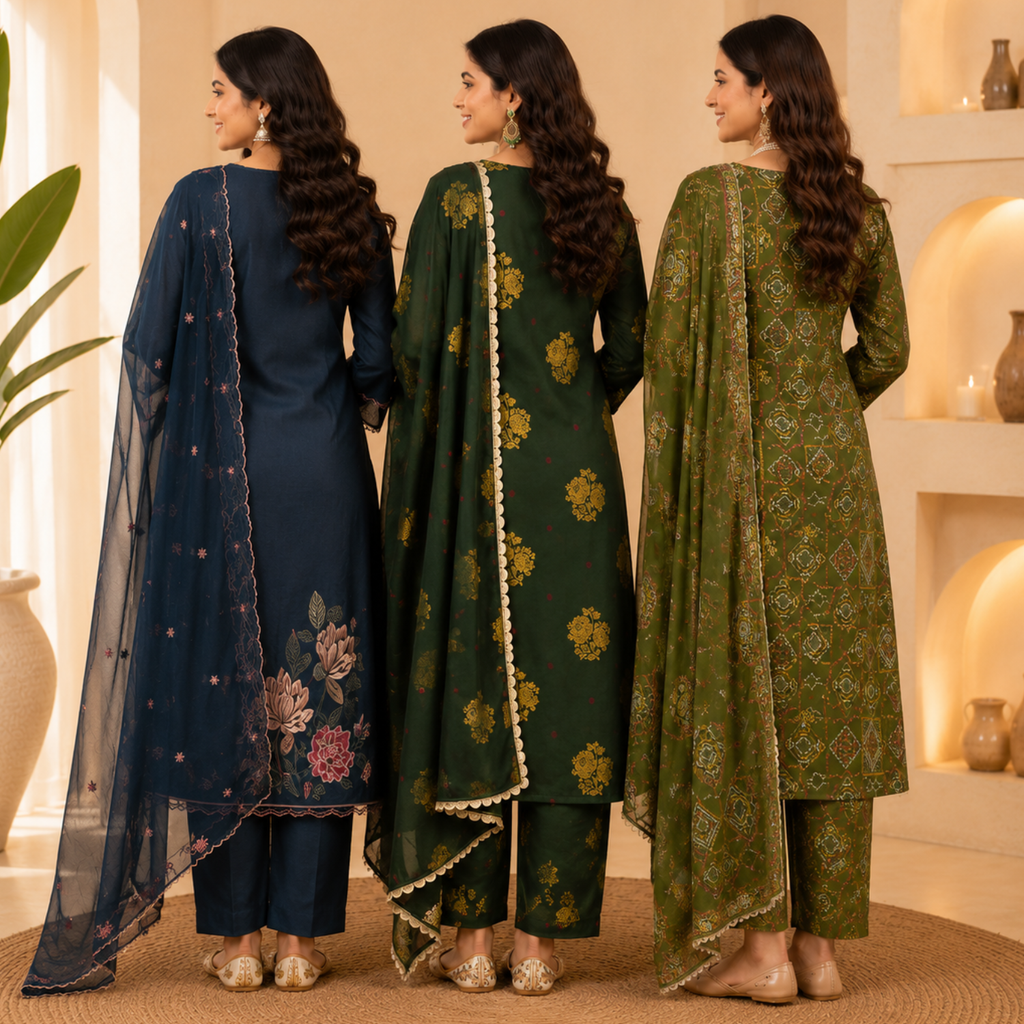 3 Ethnic Kurta With Dupatta ( K5 )