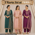 Pack Of 3 Elegant Cotton Kurta Set for Women with Dupatta (KBK-1)
