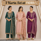 Pack Of 3 Elegant Cotton Kurta Set for Women with Dupatta (KBK-1)