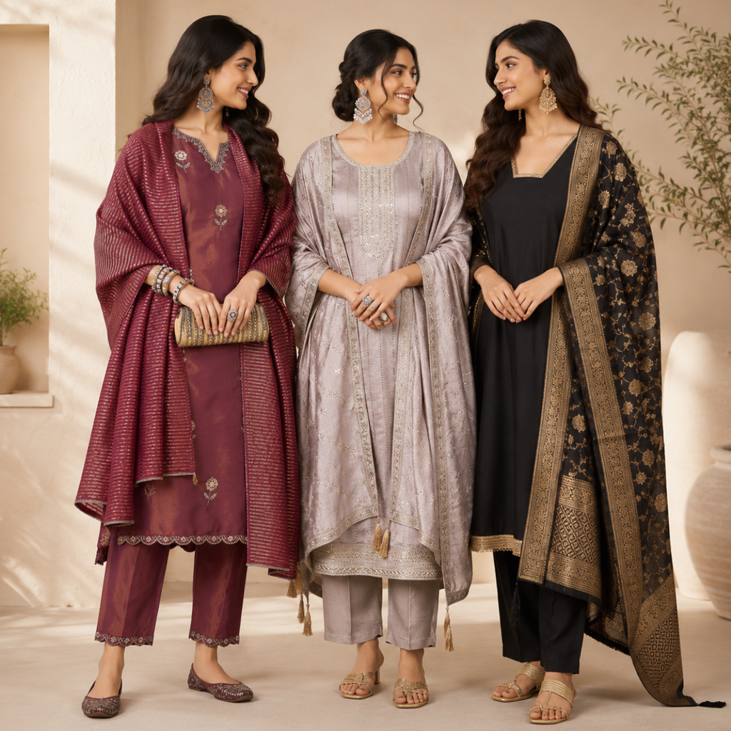 3 Women's Printed Ethnic Kurta Set With Dupatta ( KS-10 )