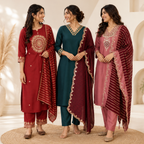 3 Ethnic Kurta With Dupatta ( K1 )
