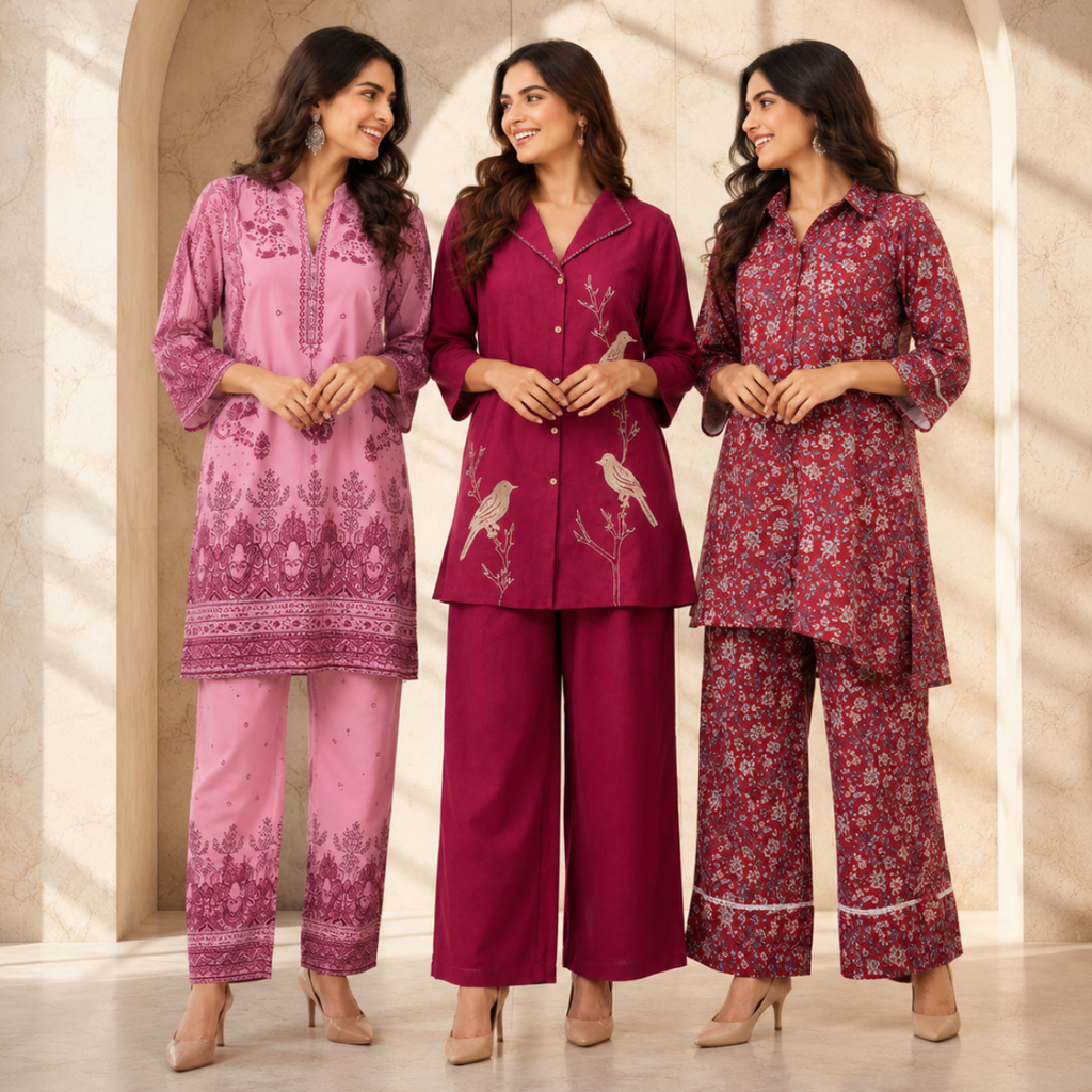 3 Women's Printed Co-Ord Set ( C1 )