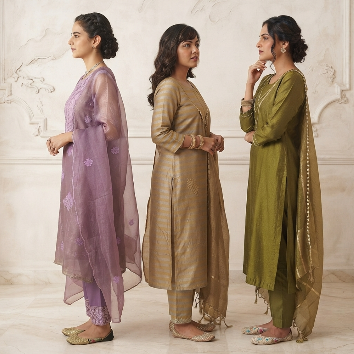 3 Comfort Fit Kurta Set with Dupatta ( C7 )