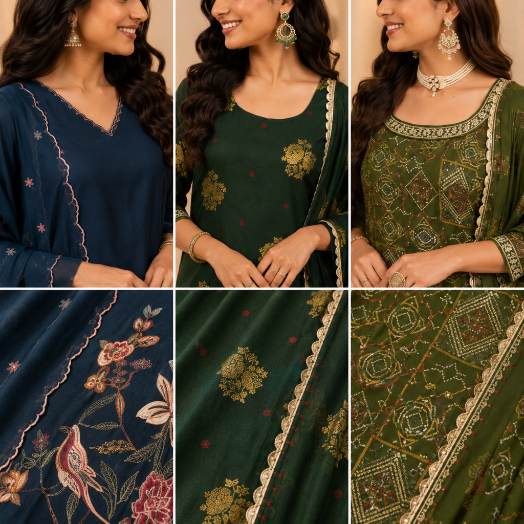 3 Ethnic Kurta With Dupatta ( K5 )
