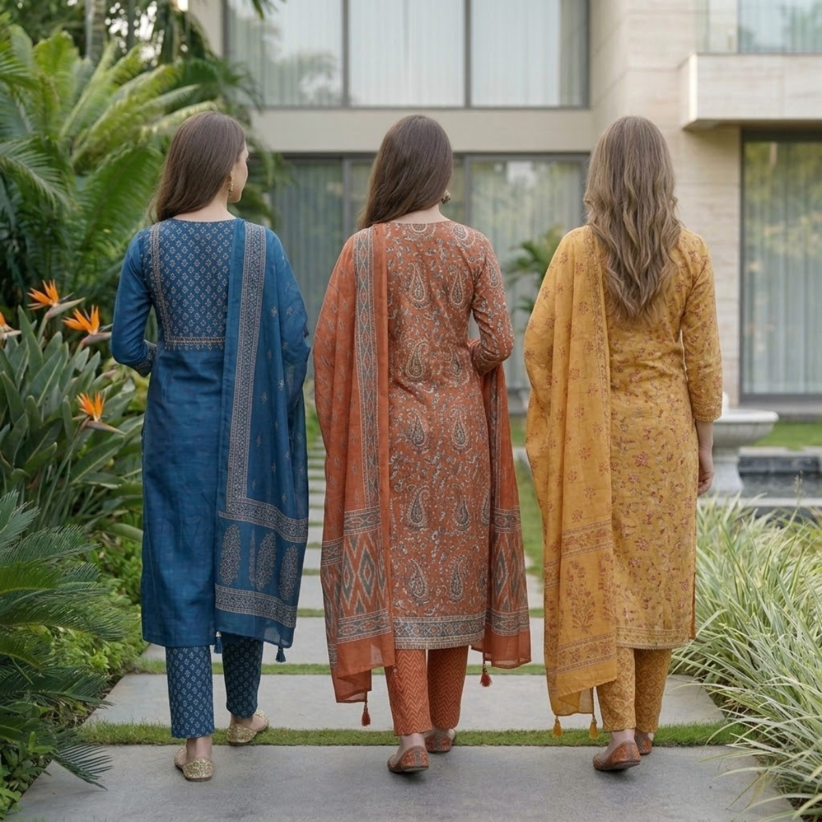 3 Printed kurta, matching pants, and a coordinated dupatta (P3K-5)