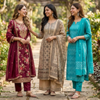 3 Printed kurta, matching pants, and a coordinated dupatta (P3K-6)