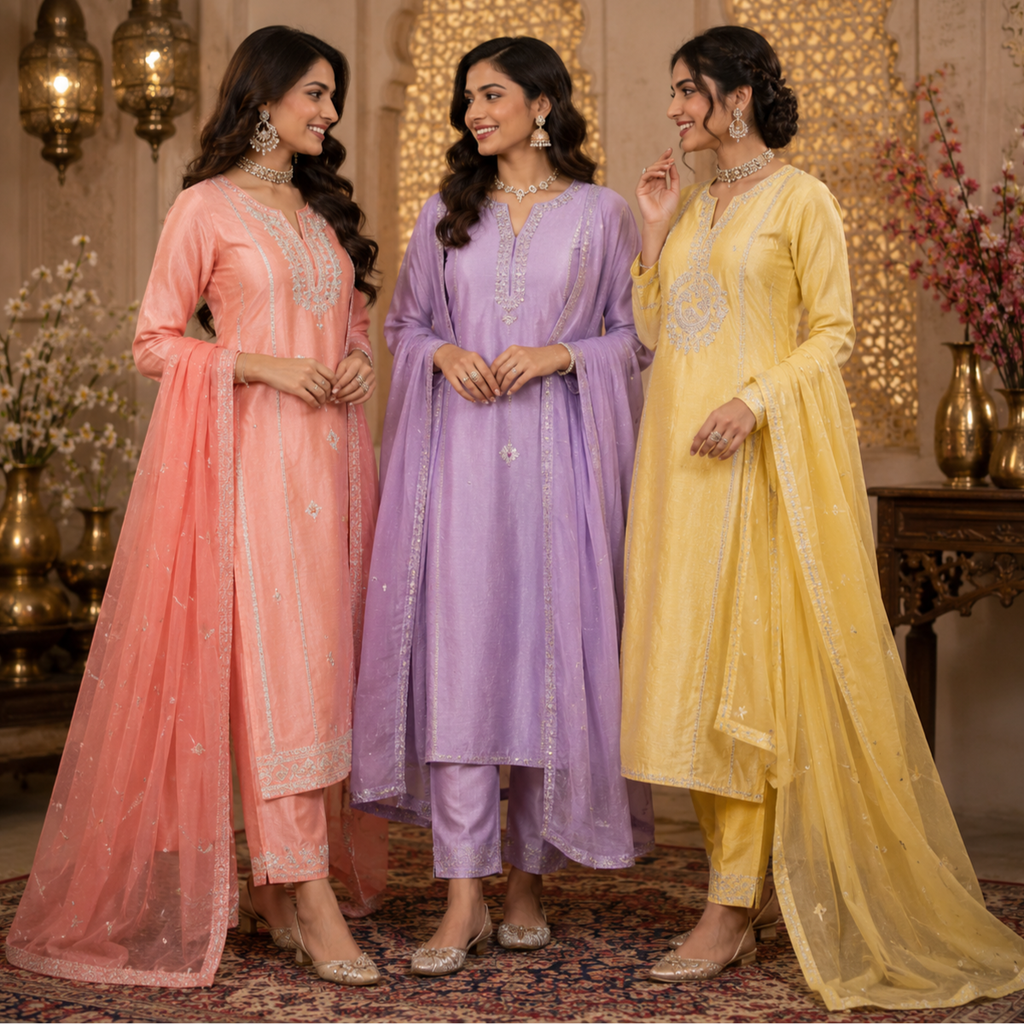 3 Kurta Set With Dupatta - Perfect For Every Occasion ( D-8 )