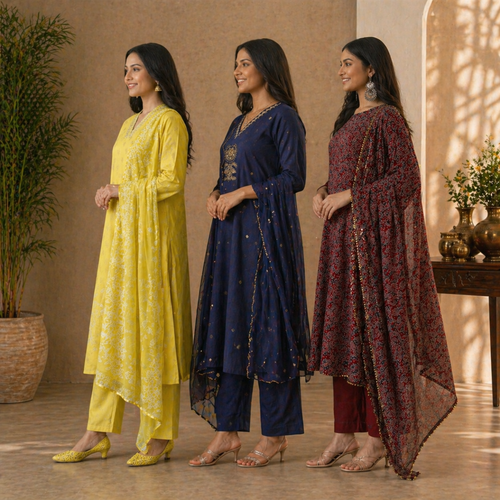 3 Cotton Kurta Set with Dupatta (CK-06)