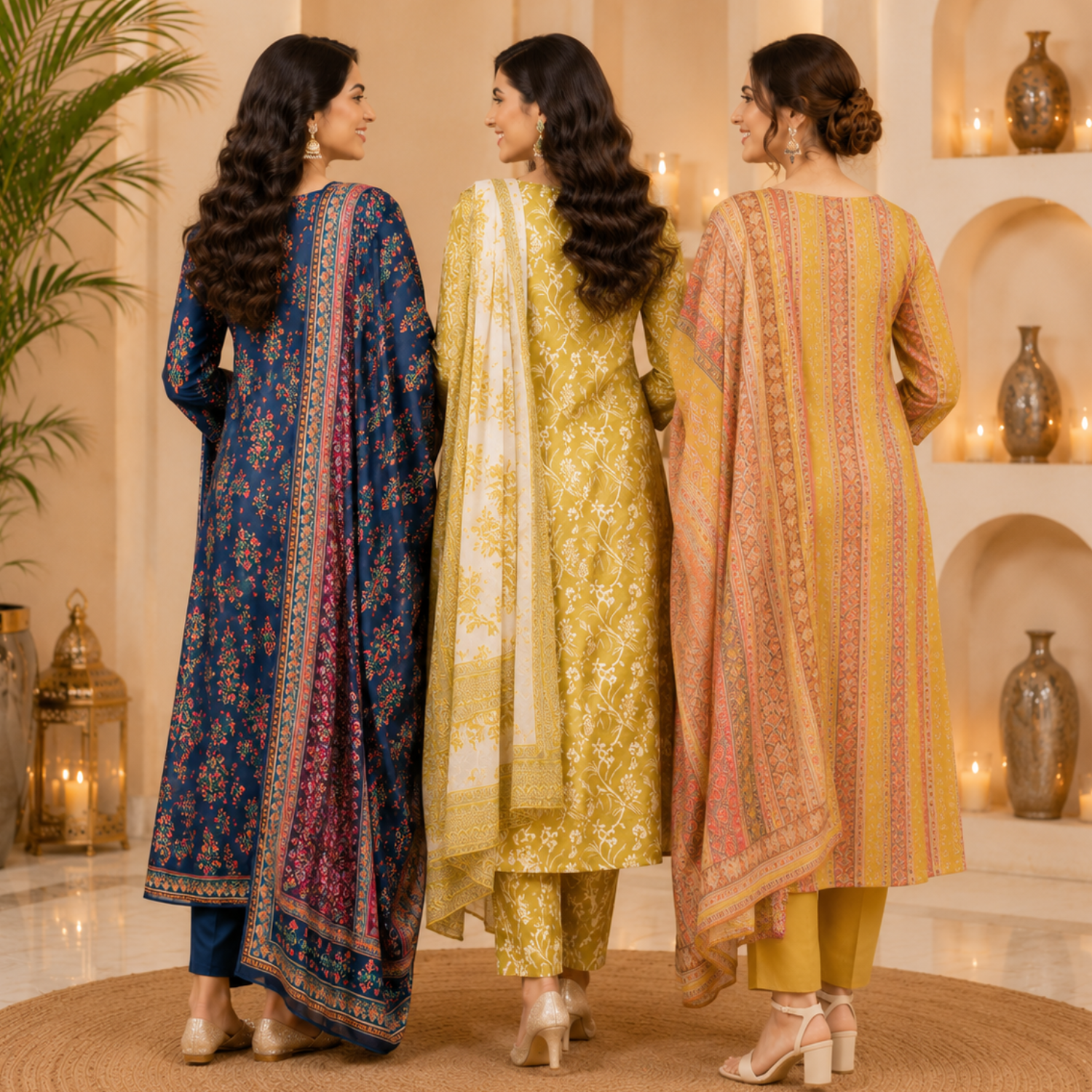 3 Ethnic Kurta With Dupatta ( K6 )
