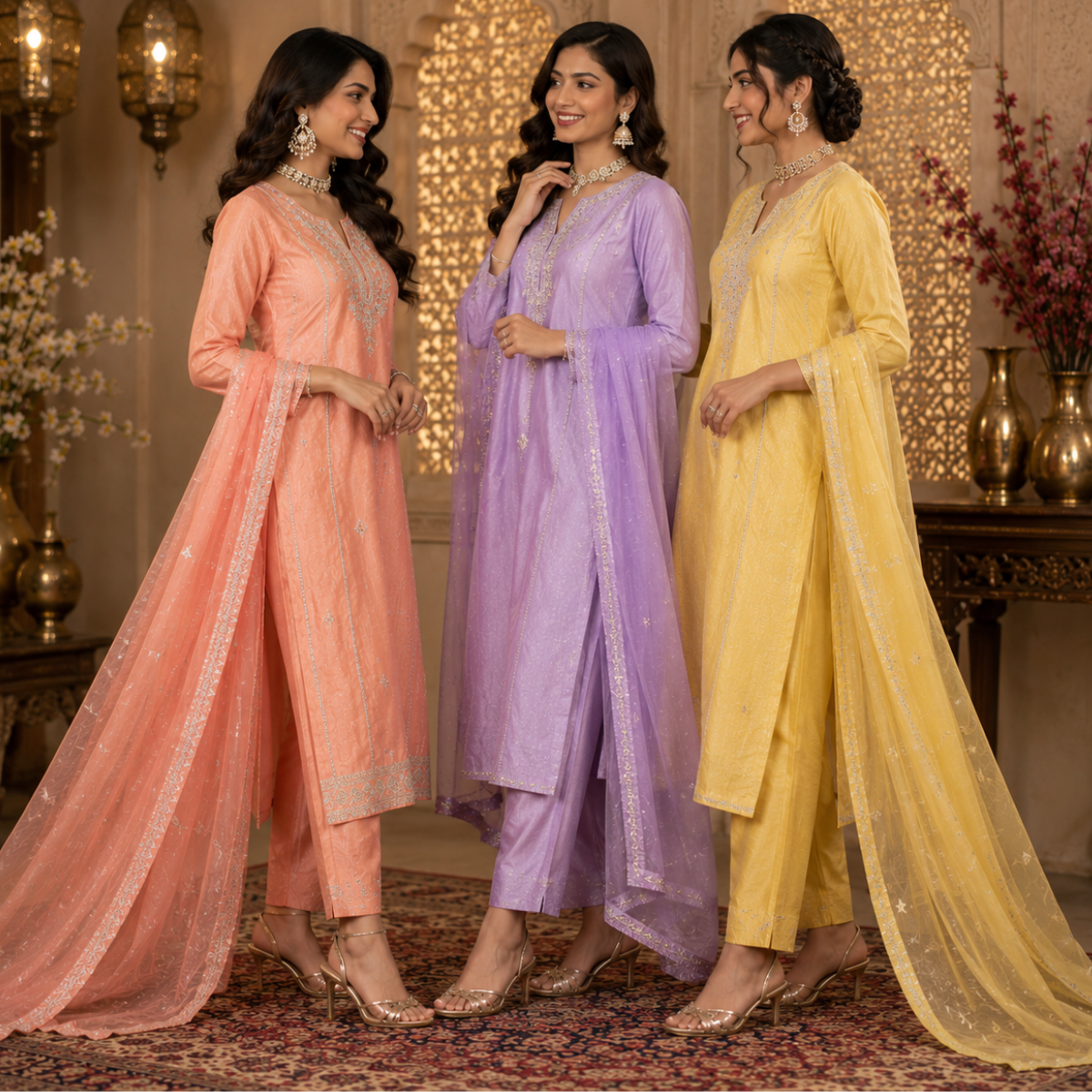3 Kurta Set With Dupatta - Perfect For Every Occasion ( D-8 )