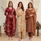 3 Combo Set Kurta, Pants With Dupatta | KS-02