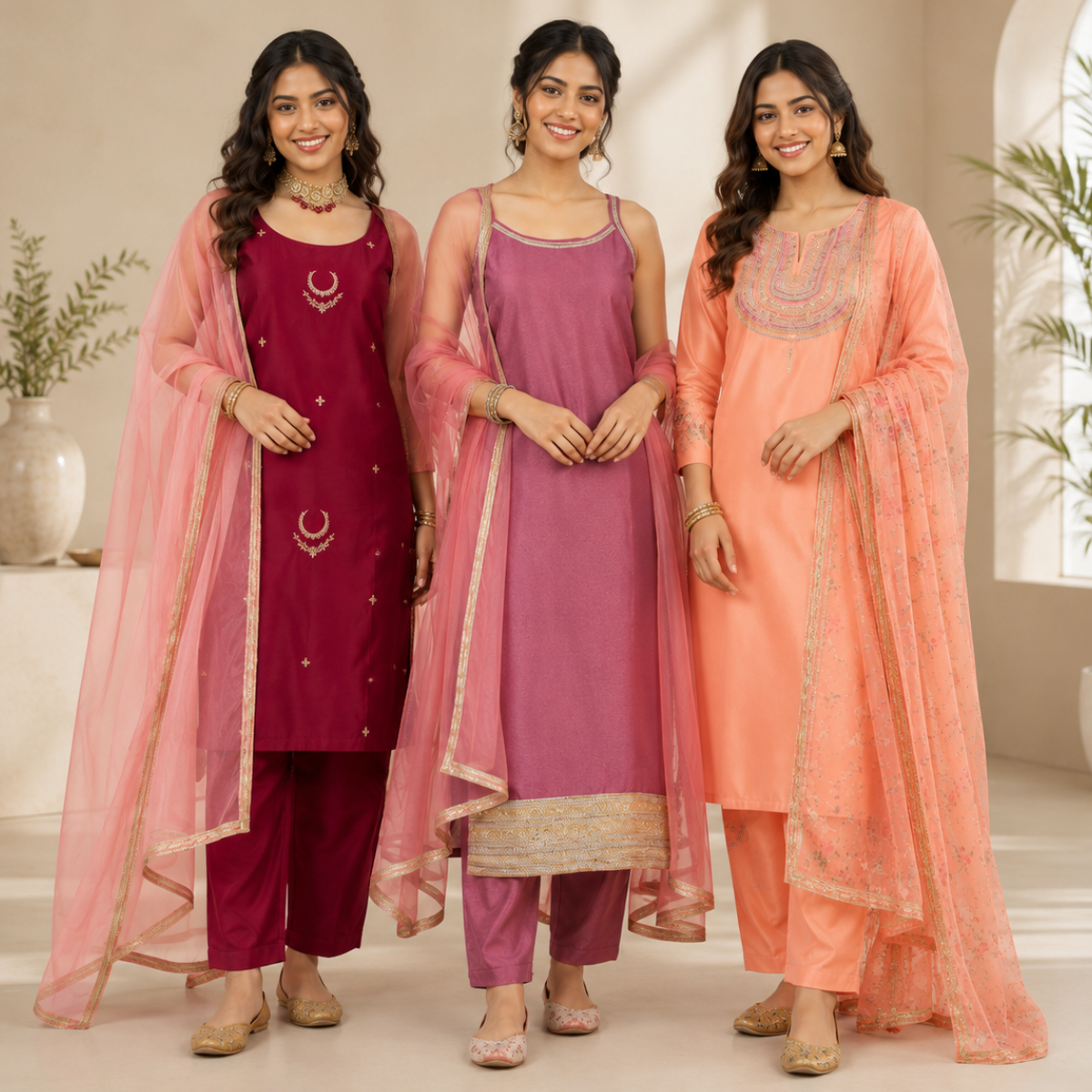 3 Women's Kurta Styles with Dupatta ( K7 )