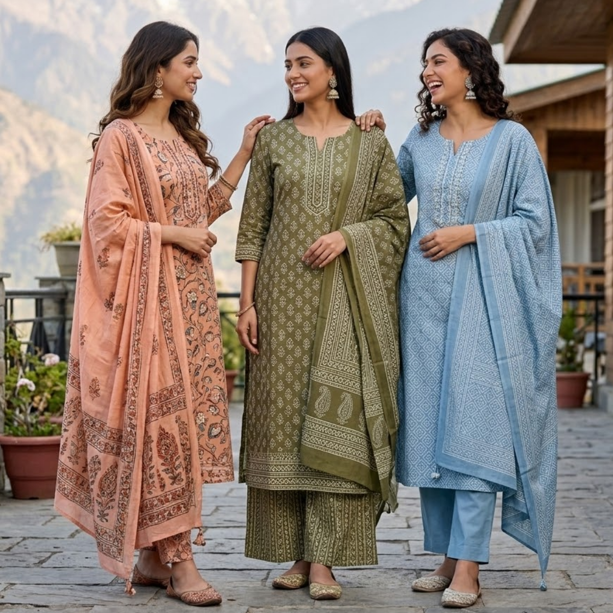 3 Printed kurta, matching pants, and a coordinated dupatta (P3K-7)