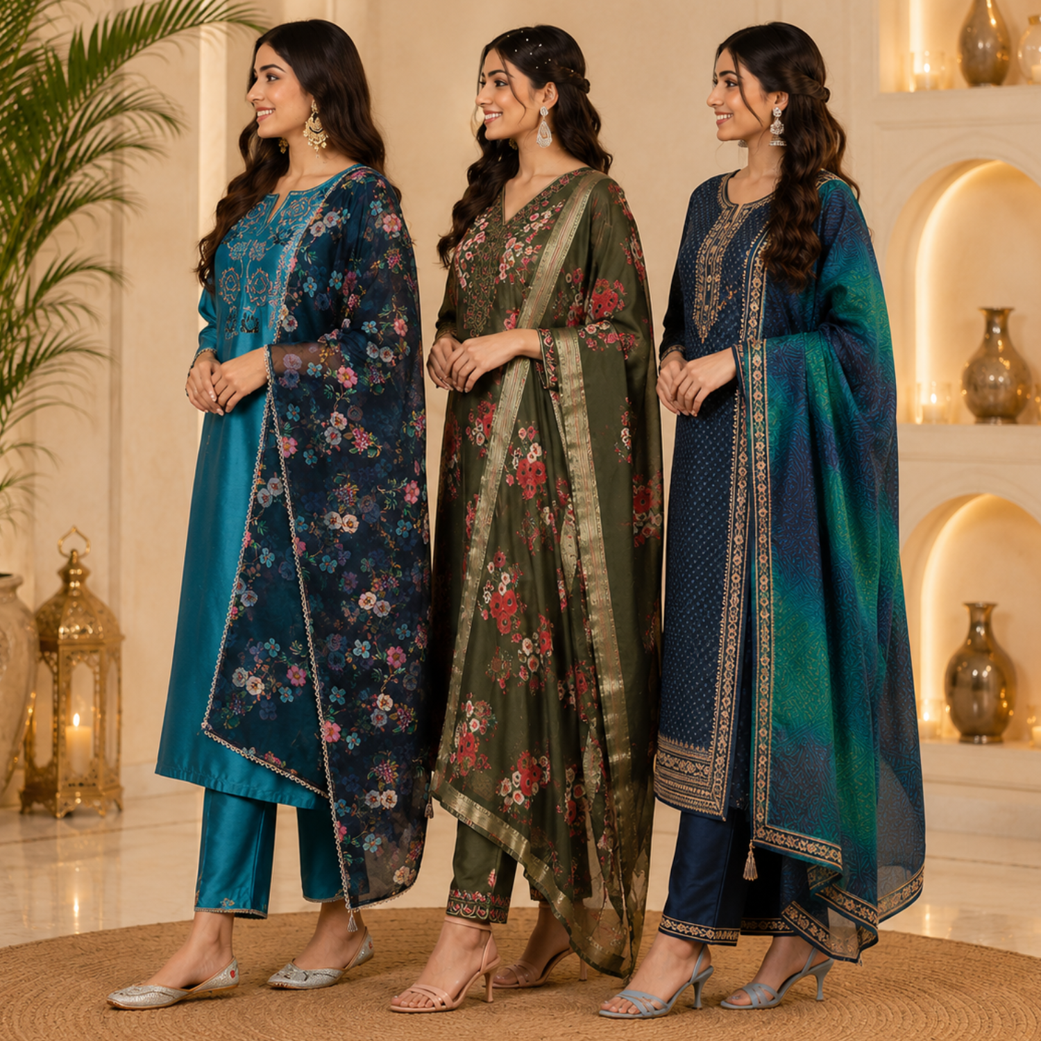3 Ethnic Kurta With Dupatta ( K7 )