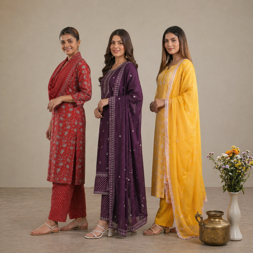 3 Cotton Kurta Set with Dupatta (CK-07)