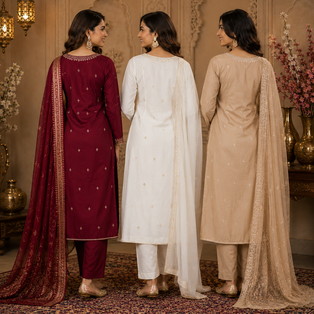 3 Kurta Set With Dupatta - Perfect For Every Occasion ( D-9 )