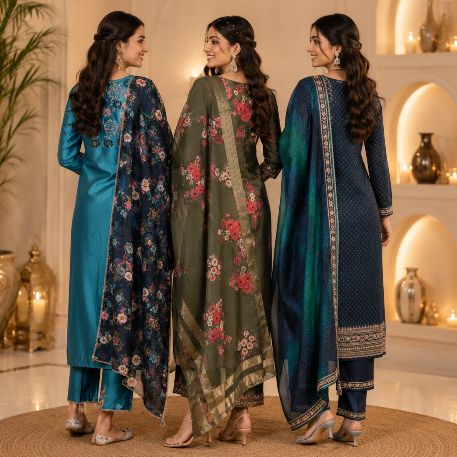 3 Ethnic Kurta With Dupatta ( K7 )