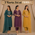 Pack Of 3 Elegant Cotton Kurta Set for Women with Dupatta (KBK-10)