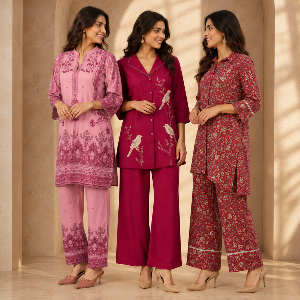 3 Women's Printed Co-Ord Set ( C1 )