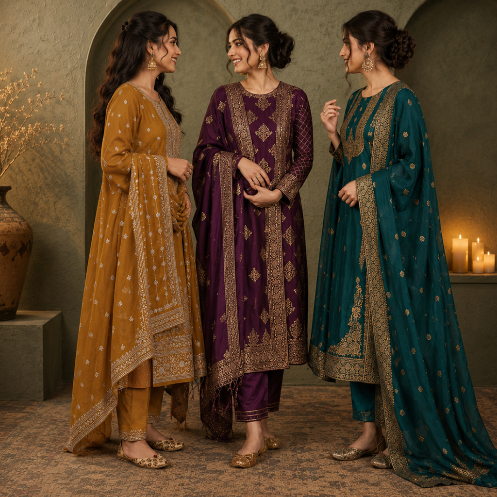 3 Kurta Set With Dupatta - Perfect For Every Occasion ( D-1 )