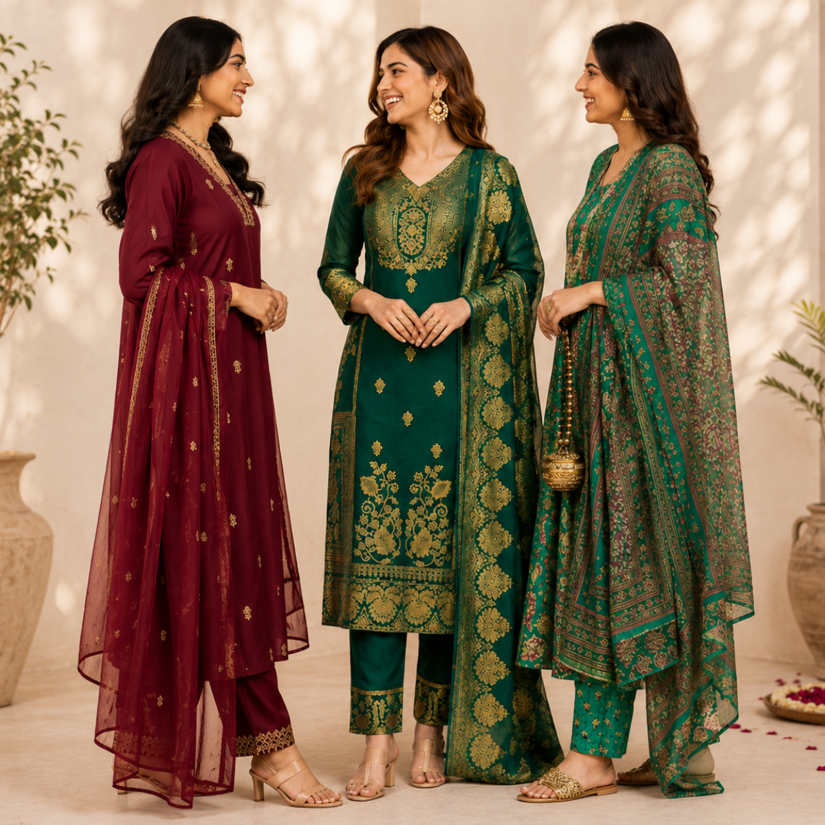 3 Women's Printed Ethnic Kurta Set With Dupatta ( KS-1 )