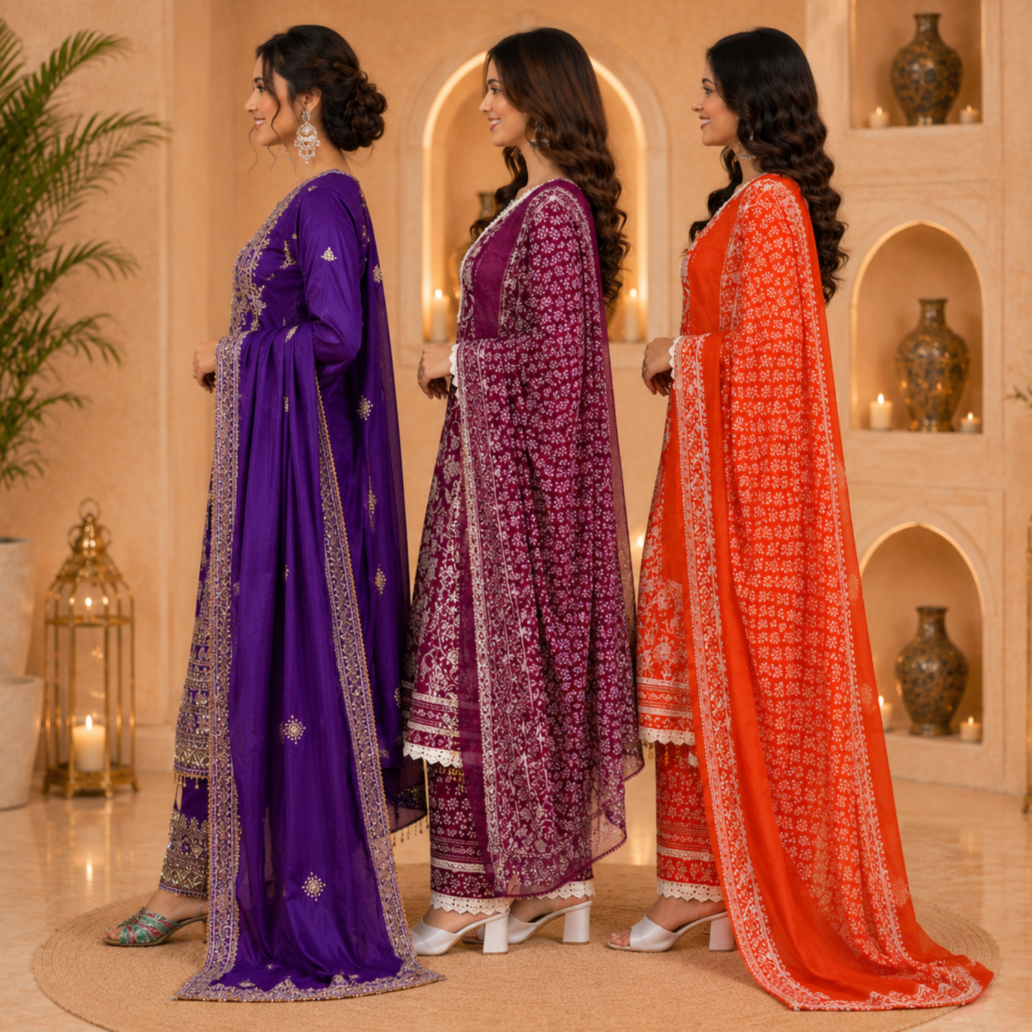 3 Ethnic Kurta With Dupatta ( K9 )