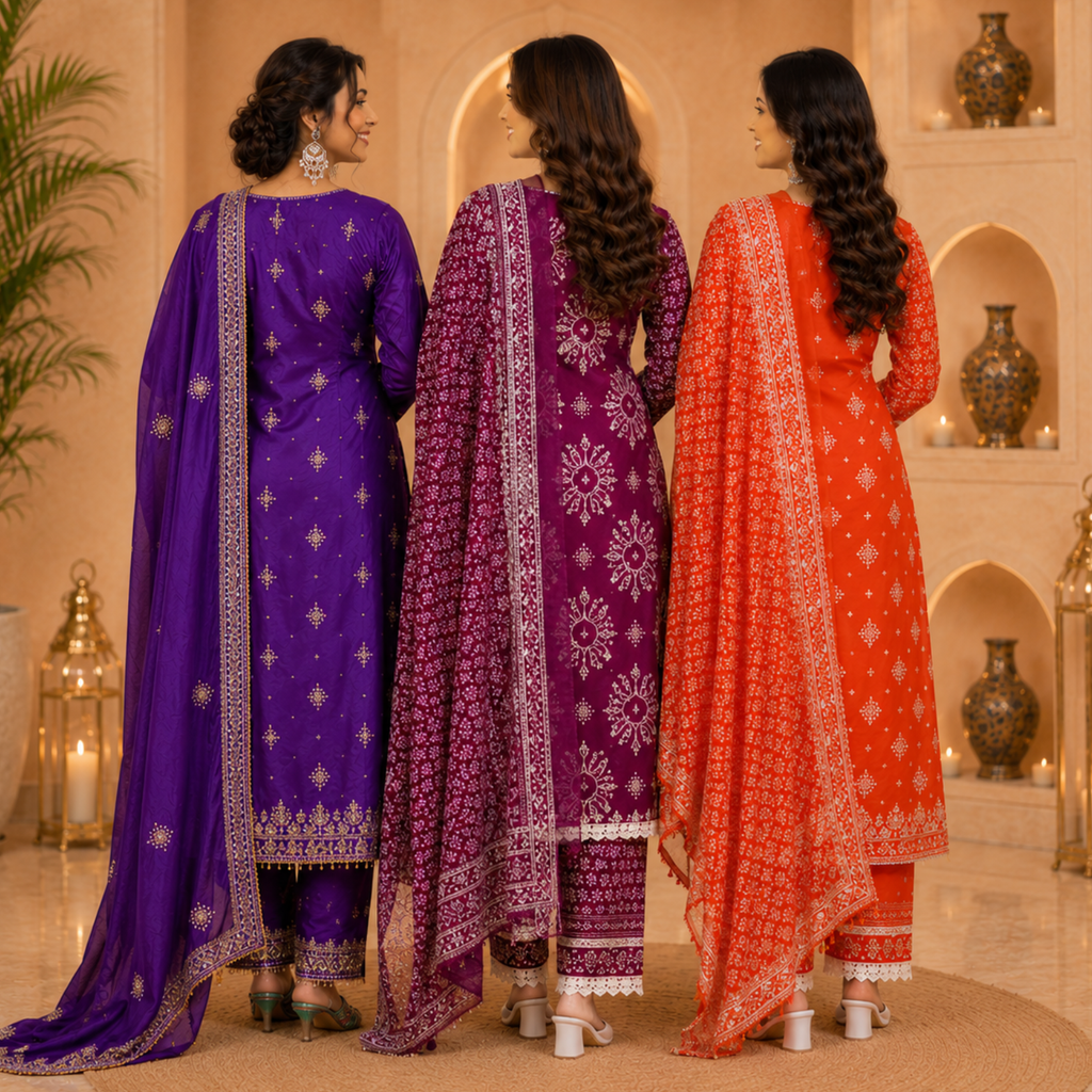 3 Ethnic Kurta With Dupatta ( K9 )