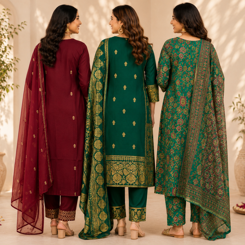 3 Women's Printed Ethnic Kurta Set With Dupatta ( KS-1 )