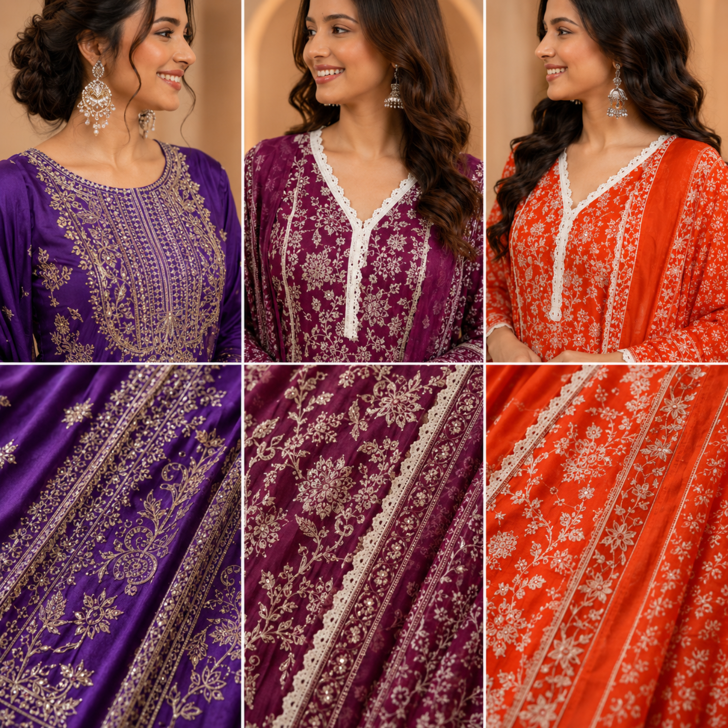 3 Ethnic Kurta With Dupatta ( K9 )